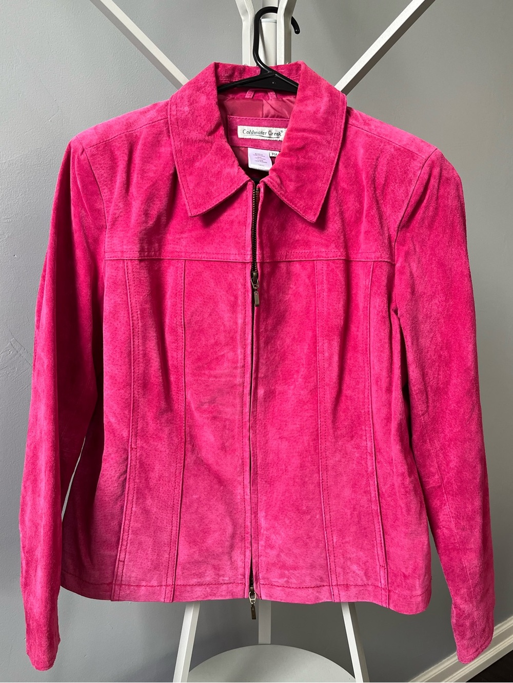 Bubblegum Pink 100% Suede Leather Coldwater Creek Zip Coat- Petite M